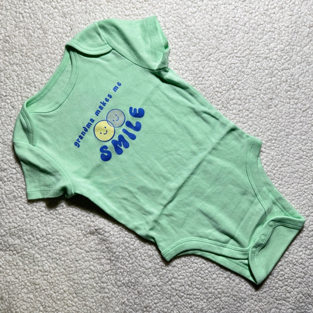 Green Baby Onesie with Smile Print
